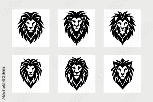  Stylish lion head logo vector illustration.
