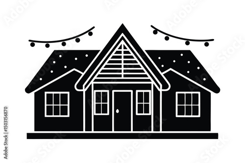Festive winter house decorated lights cozy home