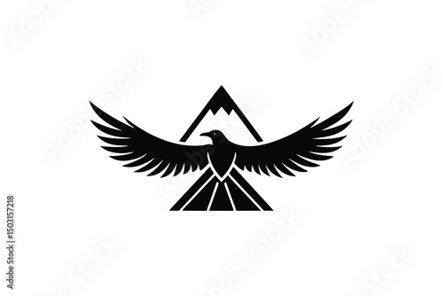 Majestic eagle soaring above mountain peak logo design