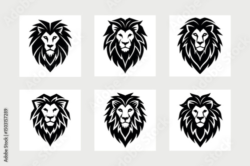  Stylish lion head logo vector illustration.
