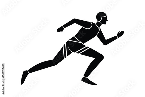 Silhouette of a runner sprinting fast athletic competition