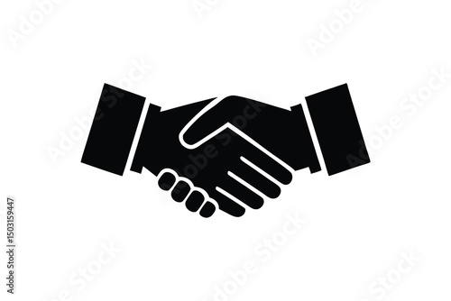 Black silhouette handshake icon business deal agreement partnership