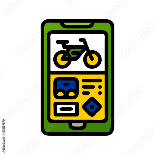 Ride-booking app icon displaying bicycle options on a smartphone interface for transportation services