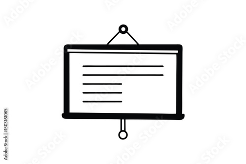 Simple black and white presentation board icon illustration