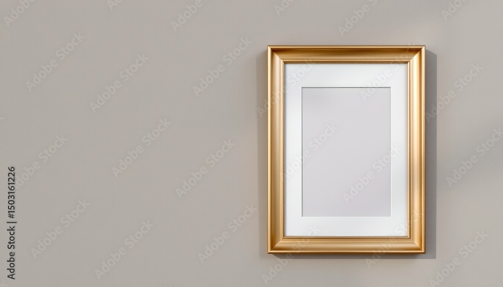 create a polished gold picture frame in a minimalist style using a modern gray and white color scheme, the frame should have smooth edges, an open design, and sleek elegance create a polished gold picture frame in a minimalist style using a modern gray and white color scheme, the frame should have smooth edges, an open design, and sleek elegance