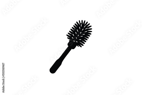 Black silhouette of a toilet bowl brush cleaning tool