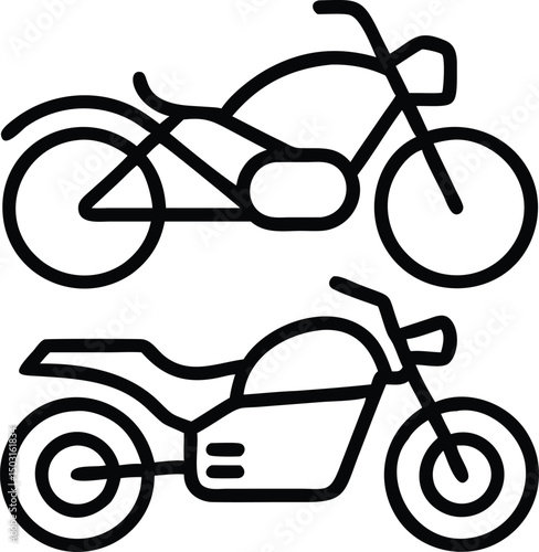 Motorbike Icon Set – Minimal Line Art Motorcycle Illustrations for Design and Branding