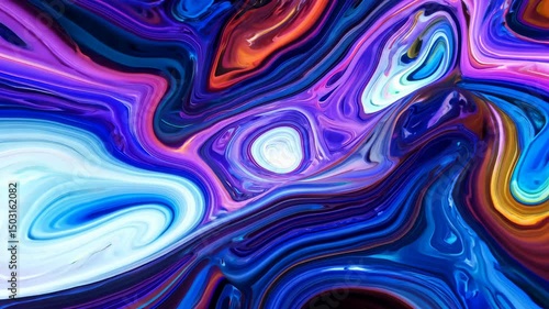 Abstract Liquid Swirls Vibrant Colors Flowing Background, 4K.