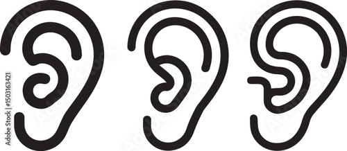 Vector illustration of three ears