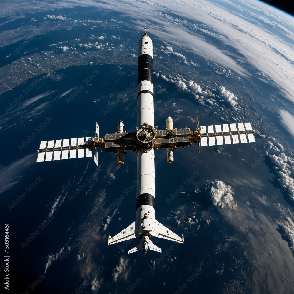 Fototapeta premium space shuttle orbit station