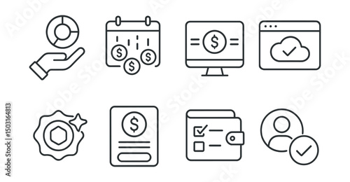 Line style icons of token launches: token distribution event, airdrop schedule icon, claim rewards dashboard, airdrop eligibility checker, snapshot block badge, token claim form, wallet whitelist