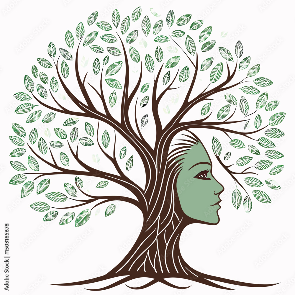 Symmetrical Tree Growing Into Human Face Shape Conceptual Nature Art Vector Illustration Design
Symmetrical Tree Growing Into Human Face Shape Conceptual Nature Art Vector Illustration Design