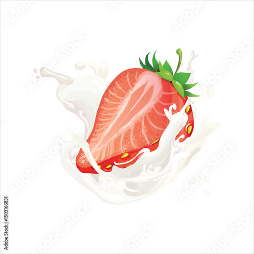 Strawberry yogurt milk isolated on white background
