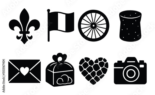 Parisian symbol silhouette icons set – simple, elegant and classic design elements