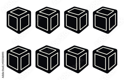 Alphabet blocks silhouette icons set – simple, letter and educational design symbols