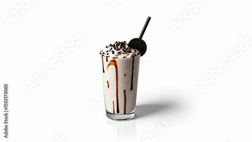 oreo milkshake in a cup isolated on transparent , clipping path