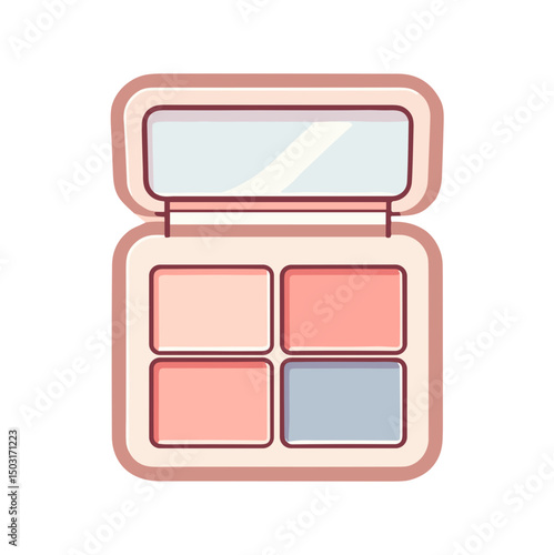 Makeup palette vector image featuring open pastel shades for beauty and cosmetics concept on transparent background