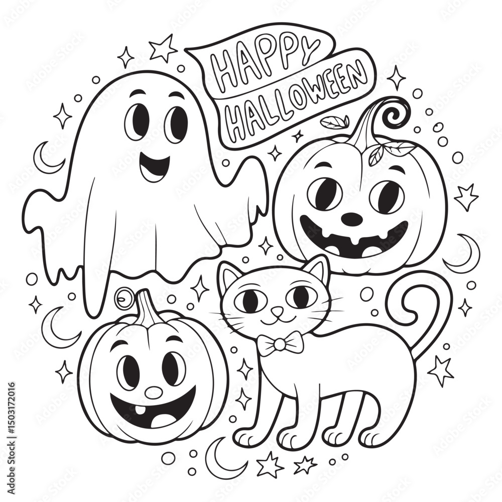 Fototapeta premium Sweet Halloween Coloring Pages for Adults