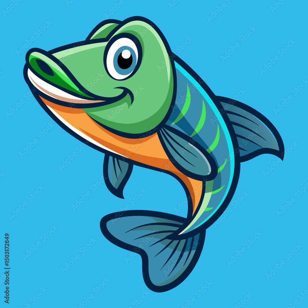 Fototapeta premium blue fish cartoon