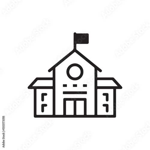 School Building Education Icon Sign Vector on White Background
