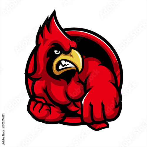 Red Cardinal Bird Punch Attack Logo