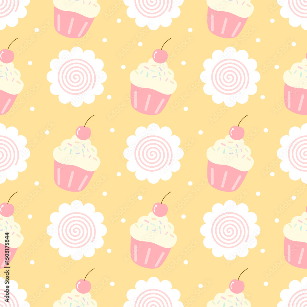 seamless background with cupcakes seamless background with cupcakes