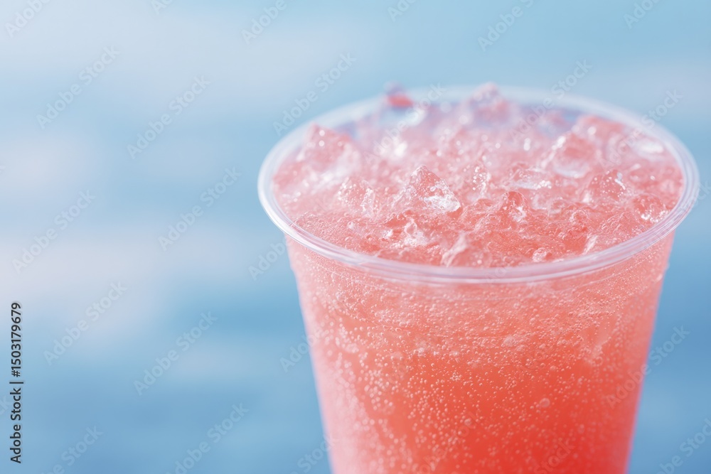 Fototapeta premium close-up of chilled summer beverage highlighted by minimalistic and clean composition with ample copy space