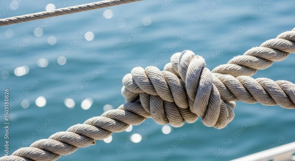 Fototapeta premium Rope Knot on Ocean Background