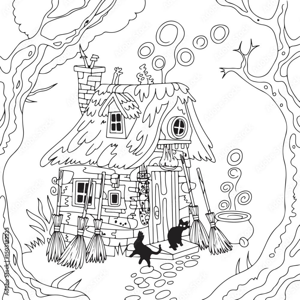 Fototapeta premium Spooky Halloween Coloring Pages for Adults