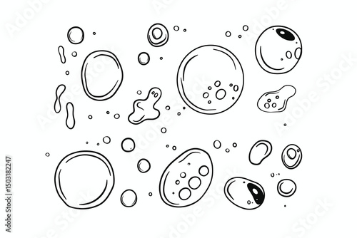 Bubbles vector seamless pattern. Soap texture. Fizzy water background, abstract effervescent effect wallpaper. Air bubbles in water seamless pattern. Cute background with flying soap bubbles