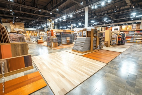 Interior display of flooring products in a store