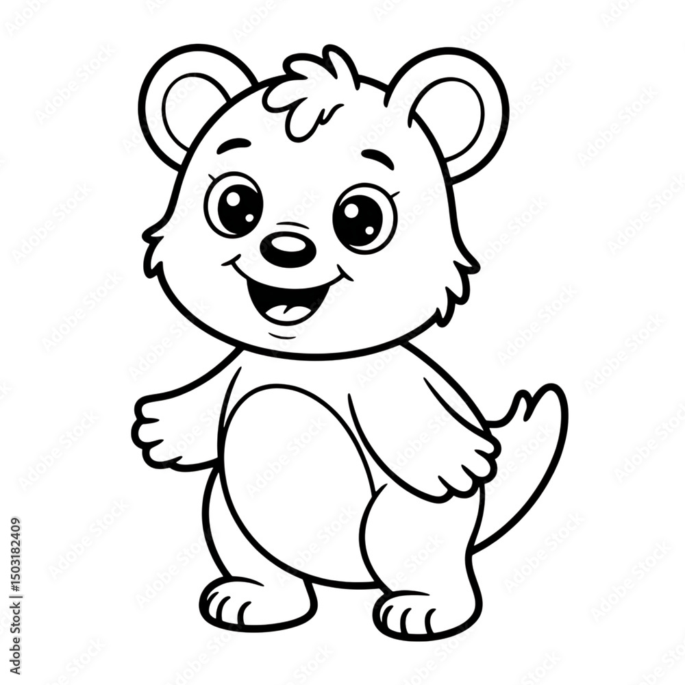 Obraz premium Cute cartoon animal vector illustration of a happy brown puppy character, a funny baby mammal pet toy drawing
