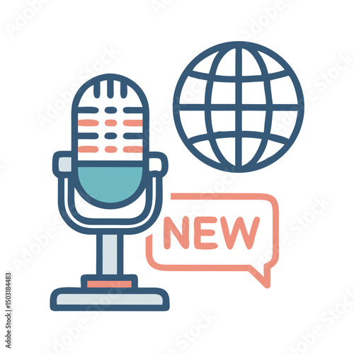 Radio News Microphone Icon – Broadcast Journalism and Audio Reporting Symbol