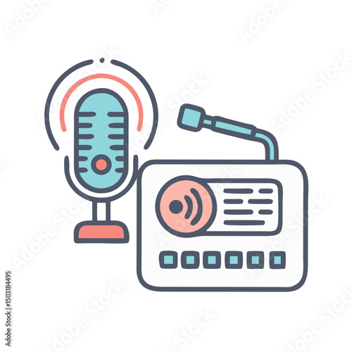 Radio News Microphone Icon – Broadcast Journalism and Audio Reporting Symbol