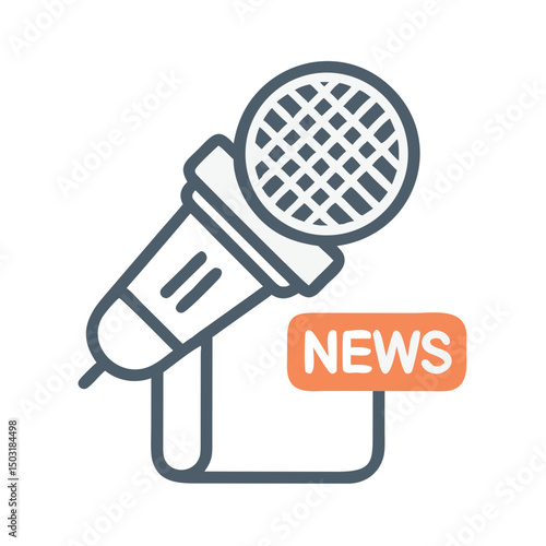Radio News Microphone Icon – Broadcast Journalism and Audio Reporting Symbol