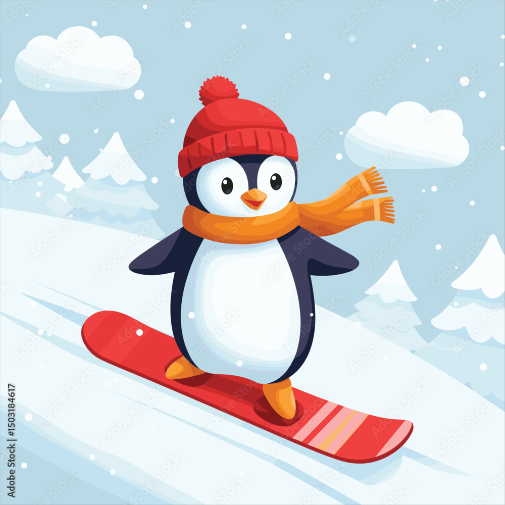 Obraz premium Vector illustration of cute penguin cartoon