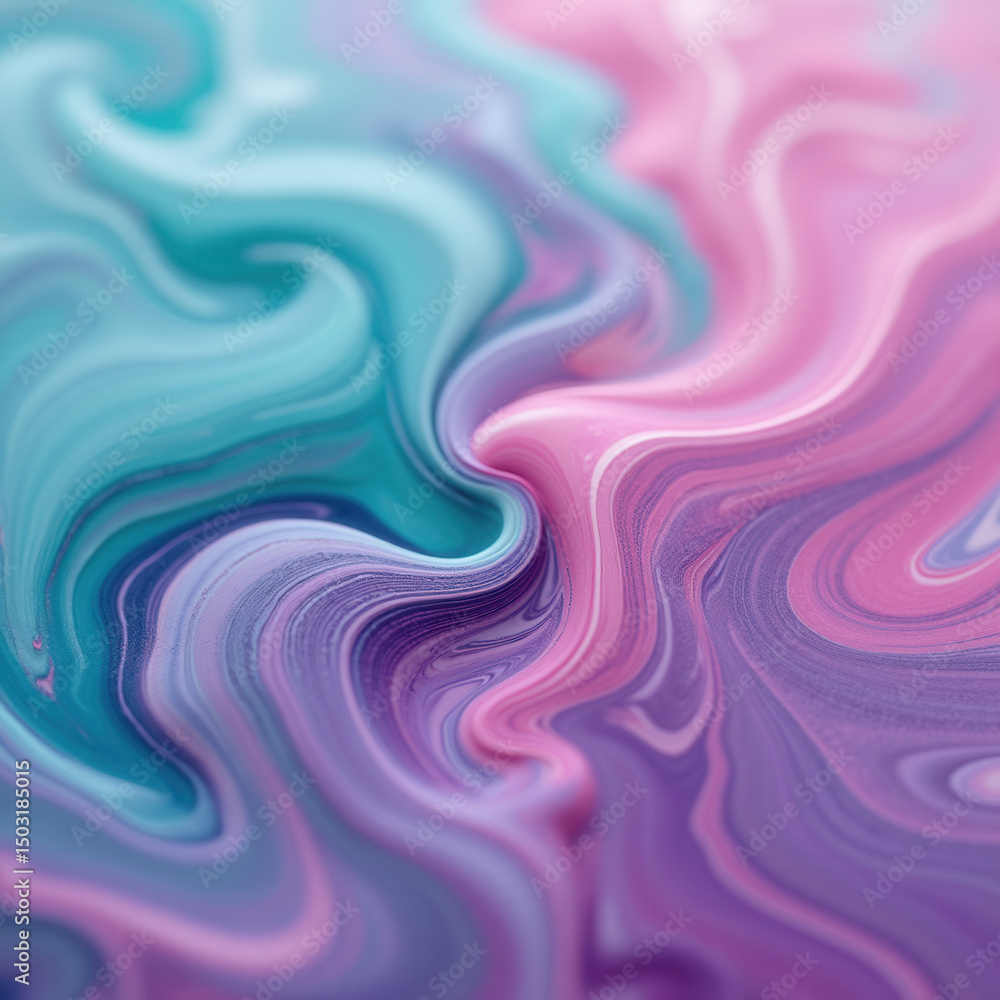Fototapeta premium Fluid Art Creation: Pink Drip into Purple and Blue Vortex