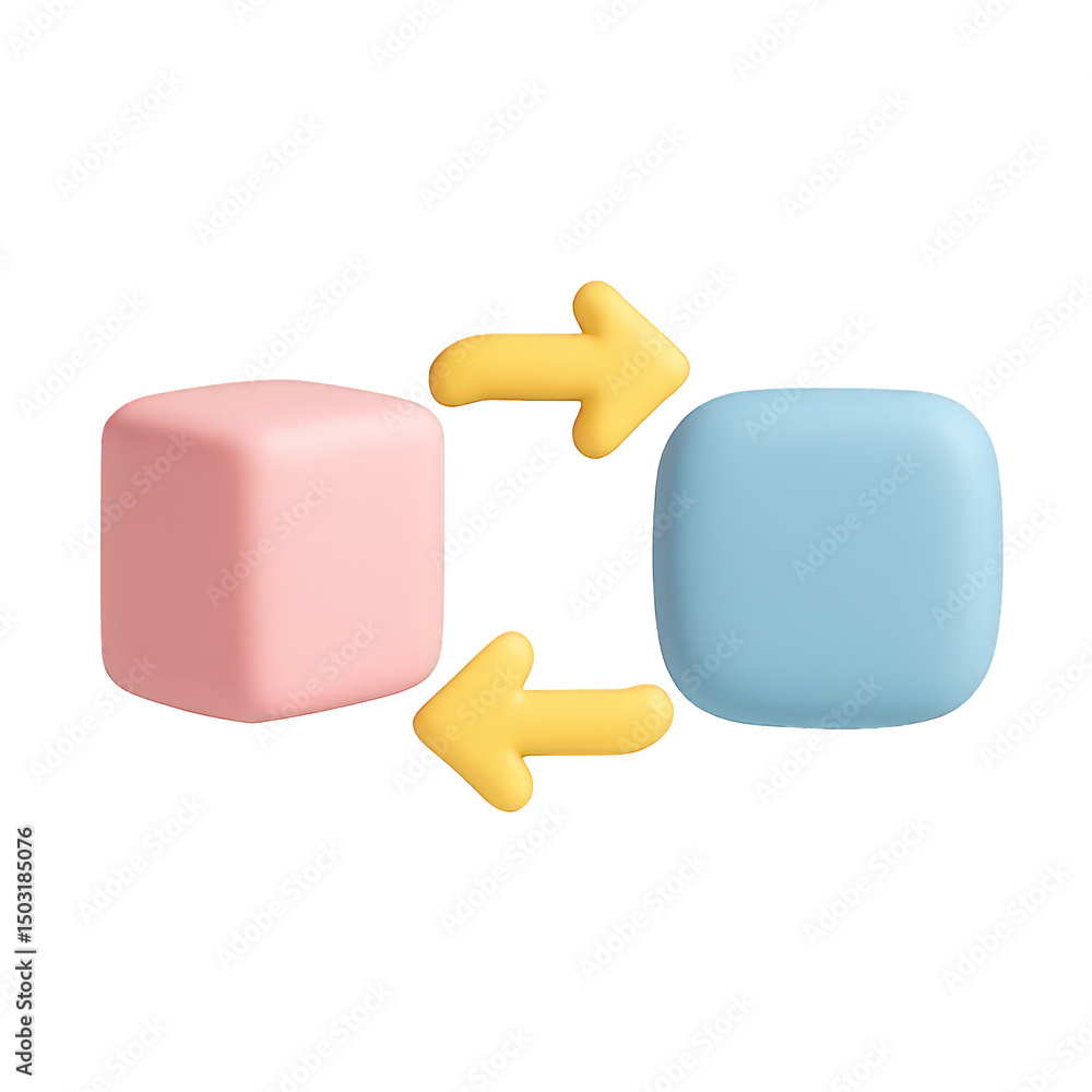 Data Exchange Pink and Blue Cubes Transfer Data Exchange Pink and Blue Cubes Transfer