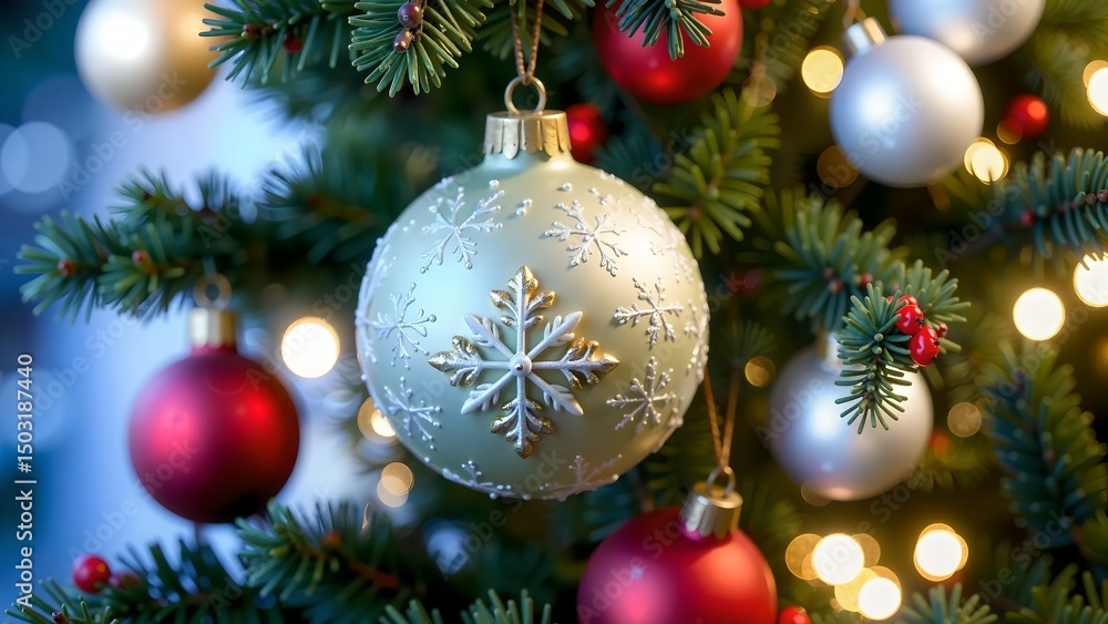 Fototapeta premium christmas tree with baubles