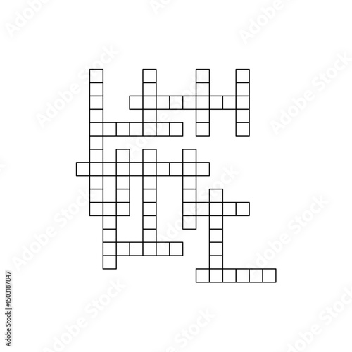 Crossword puzzle template with blank word grid. pattern for newspaper crosswords game. Flat vector illustration isolated on white background.