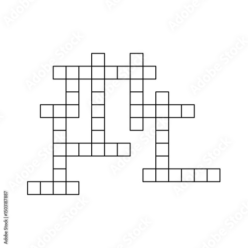 Crossword puzzle template with blank word grid. pattern for newspaper crosswords game. Flat vector illustration isolated on white background.