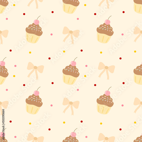 seamless background with cupcakes