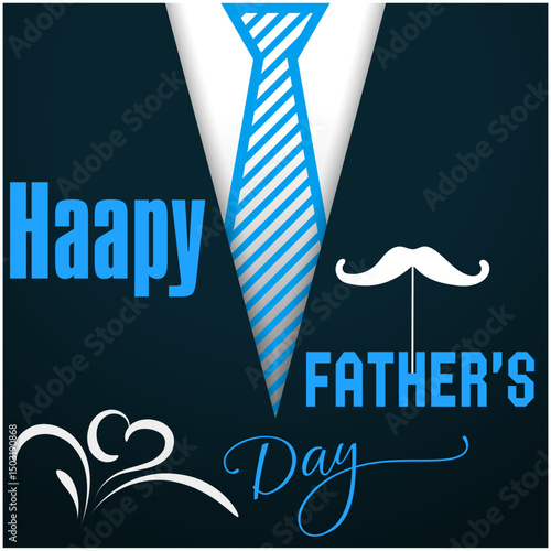 Happy Father's Day Suit, Tie, and Moustache Dark Background 