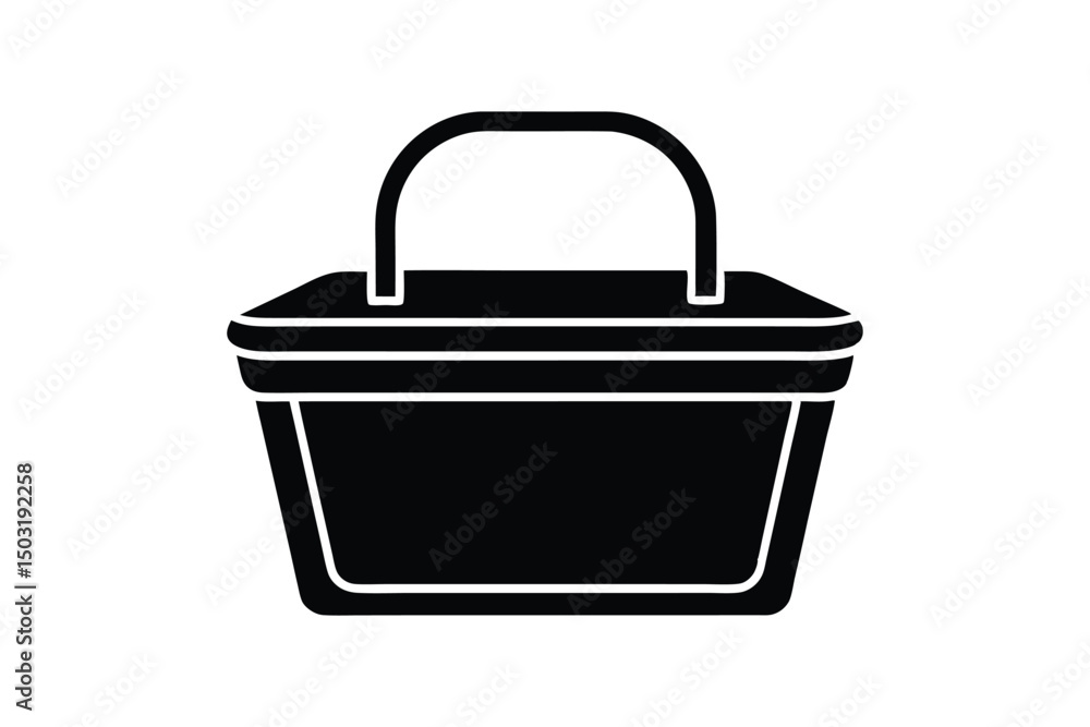 Silhouette art illustration of a picnic-style lunch basket with lid.eps Silhouette art illustration of a picnic-style lunch basket with lid.eps