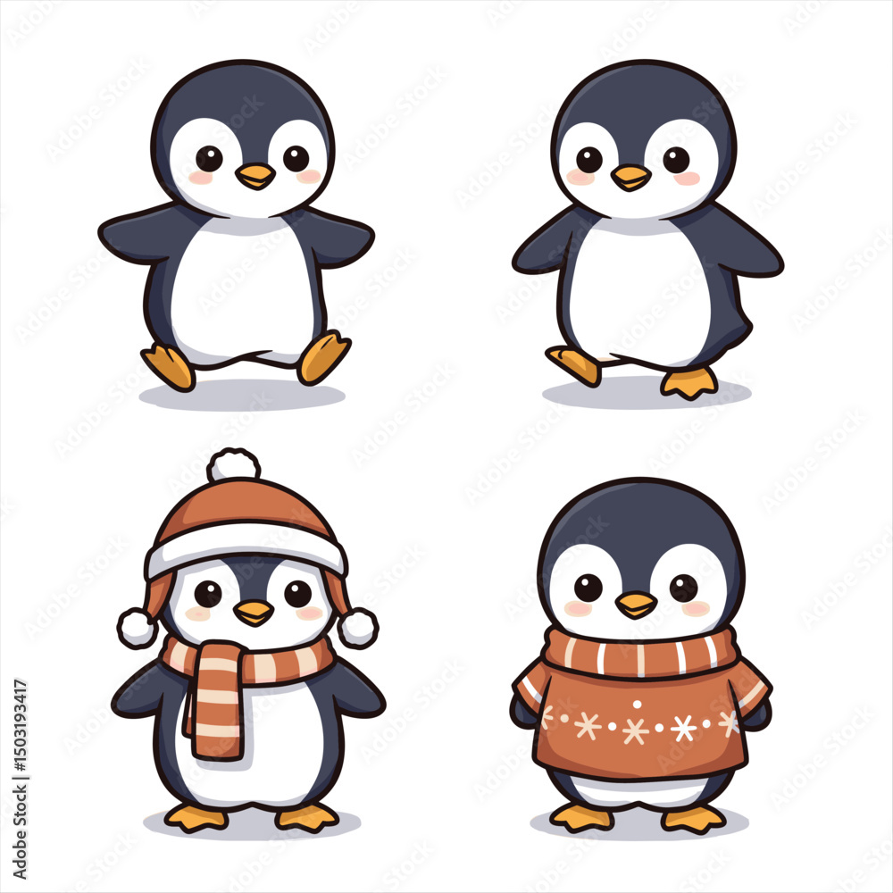 Naklejka premium Vector illustration of cute penguin cartoon