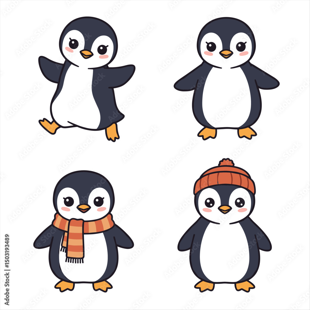 Fototapeta premium Vector illustration of cute penguin cartoon