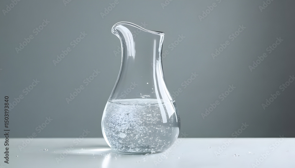 Transparent glass water carafe with condensation drops Transparent glass water carafe with condensation drops