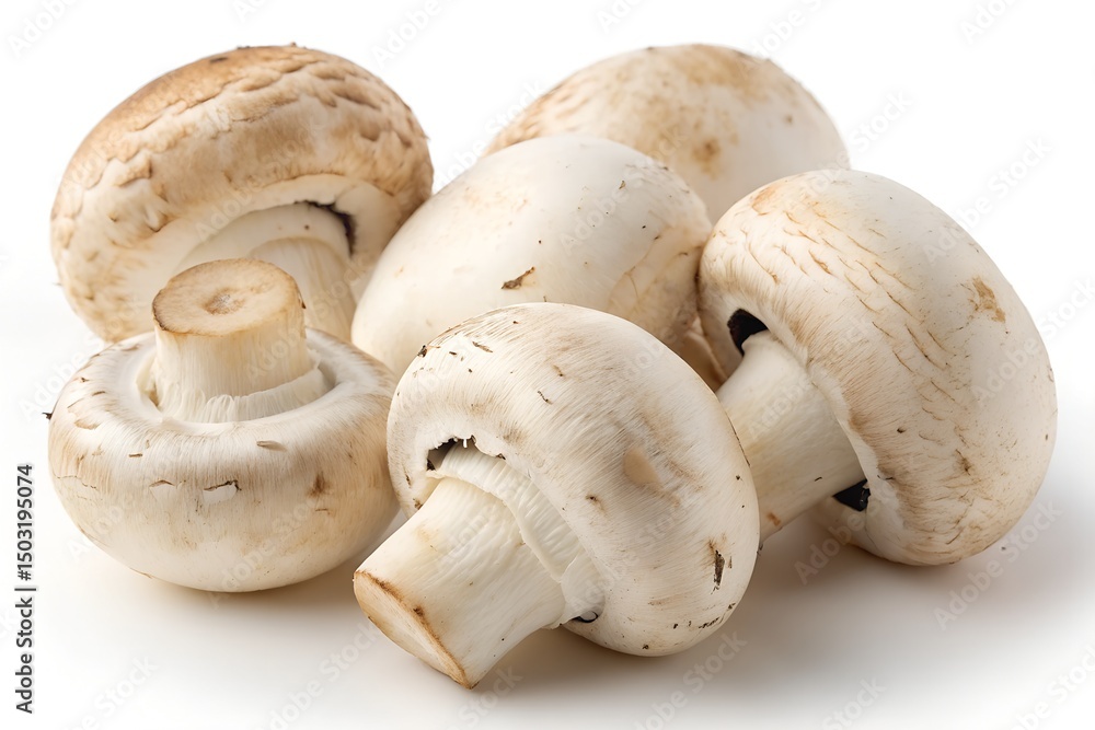 champignon mushrooms on white background champignon mushrooms on white background
