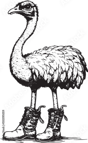 hand drawn vector illustration of an ostrich