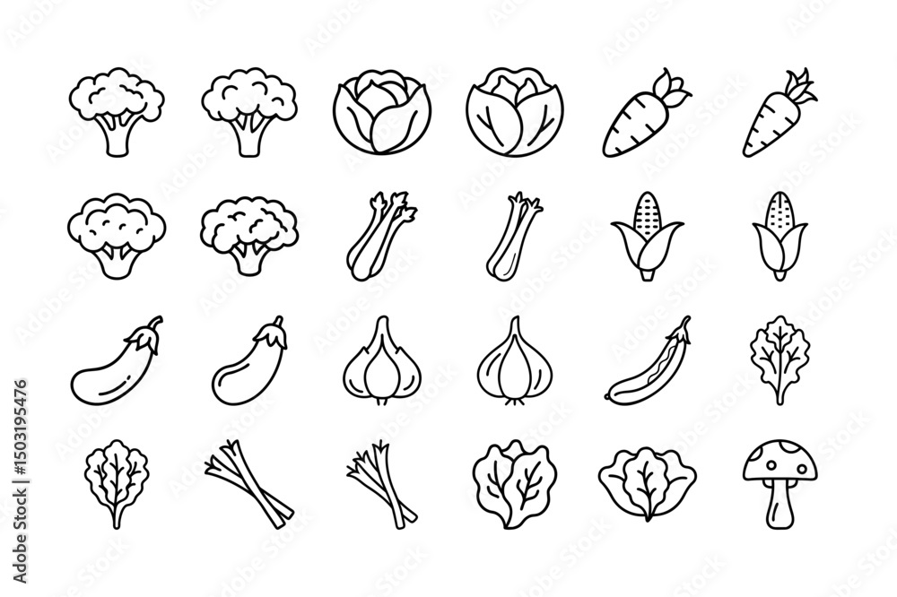 Obraz premium Fresh natural vegetables SVG icon set